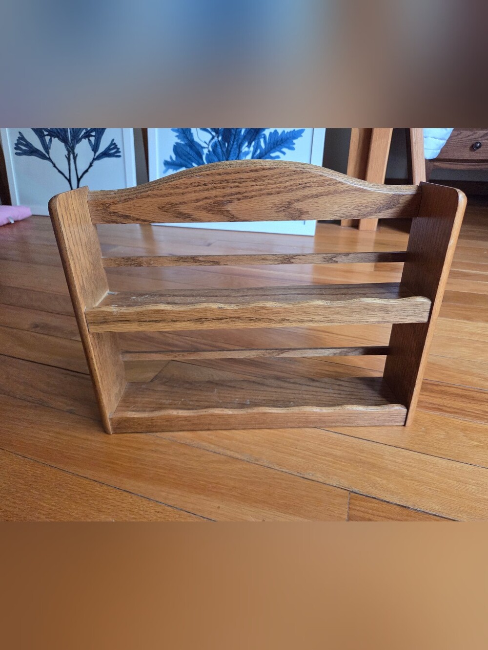 Vintage Wooden Countertop Spice Rack Organizer in Oak Finish